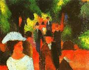 August Macke Promenade with Half Length of Girl in White oil painting artist
